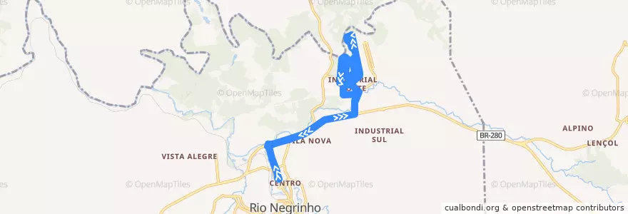 Mapa del recorrido Nova Esperança de la línea  en Rio Negrinho.