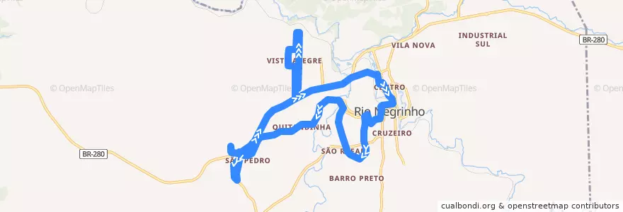 Mapa del recorrido Quitandinha / São Pedro / Vista Alegre de la línea  en Rio Negrinho.