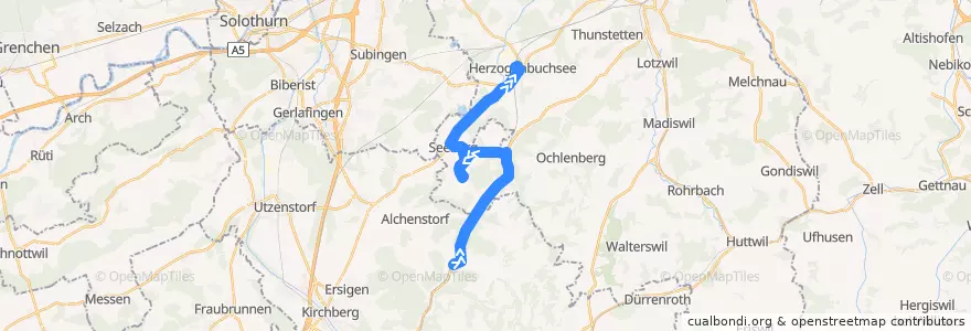 Mapa del recorrido Bus 54: Wynigen => Herzogenbuchsee de la línea  en Verwaltungsregion Emmental-Oberaargau.