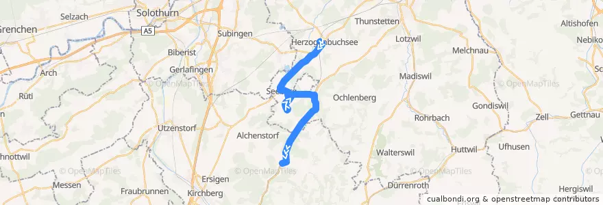 Mapa del recorrido Bus 54: Herzogenbuchsee => Wynigen de la línea  en Verwaltungsregion Emmental-Oberaargau.
