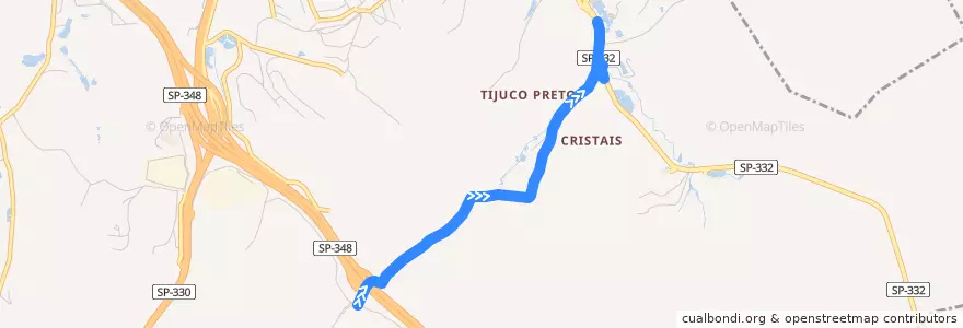 Mapa del recorrido TIJUCO PRETO – TERMINAL VILA ARENS de la línea  en Jundiaí.
