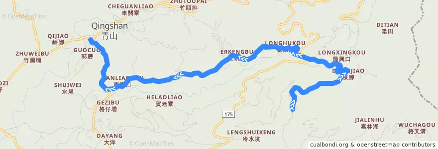 Mapa del recorrido 黃7(延駛仙公廟_返程) de la línea  en 東山區.