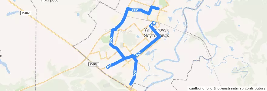 Mapa del recorrido Автобус №2Б: Вокзал - Автотранс de la línea  en городской округ Ялуторовск.