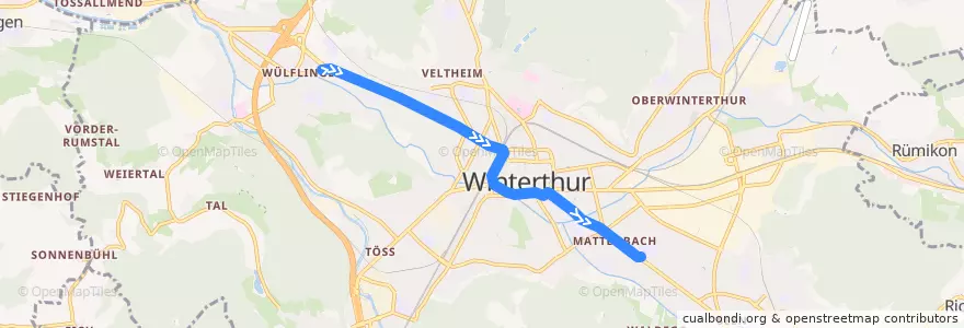 Mapa del recorrido Bus 2E: Schloss → Waldegg de la línea  en Winterthur.