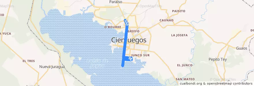 Mapa del recorrido Omnibus Ruta 1 de la línea  en Ciudad de Cienfuegos.