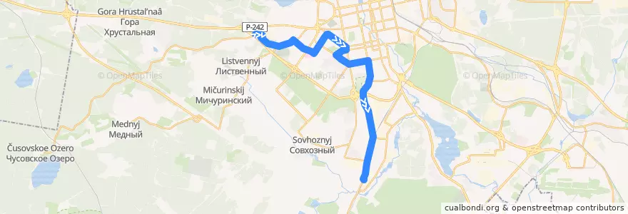 Mapa del recorrido Автобус 12.ТЦ "Мега" - Южная подстанция de la línea  en بلدية يكاترينبورغ.