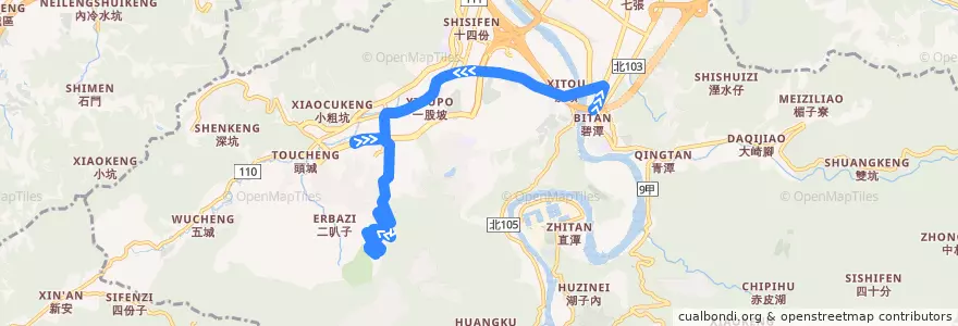 Mapa del recorrido 新北市 839 達觀社區-捷運新店站(繞駛達觀國中小) (返程) de la línea  en Xindian District.