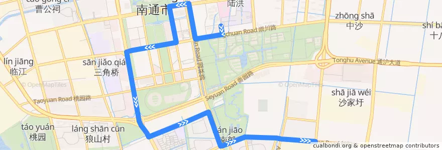 Mapa del recorrido 20路: 妇幼保健院 => 工业博览城(内) de la línea  en 崇川区.