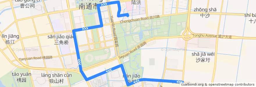 Mapa del recorrido 20路: 工业博览城(内) => 妇幼保健院 de la línea  en 崇川区.