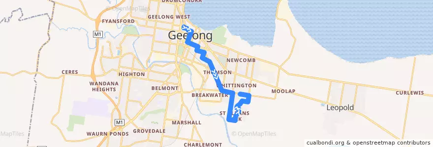 Mapa del recorrido Bus 31: Geelong Station => St Albans Park => Whittington de la línea  en City of Greater Geelong.