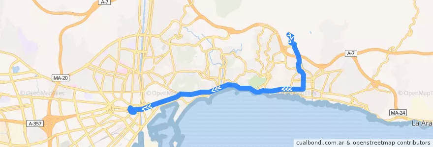 Mapa del recorrido Línea 34 de la línea  en Málaga.
