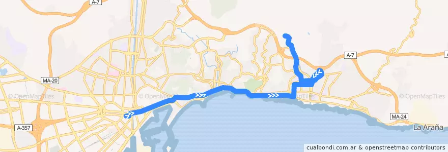Mapa del recorrido Línea 34 de la línea  en Малага.