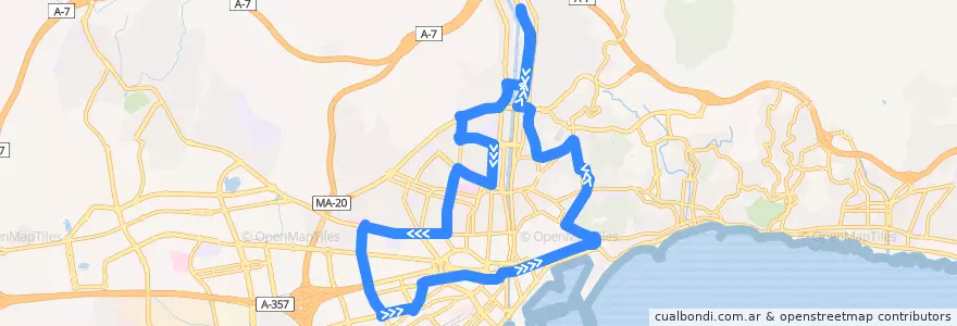 Mapa del recorrido Línea N2 de la línea  en Málaga.