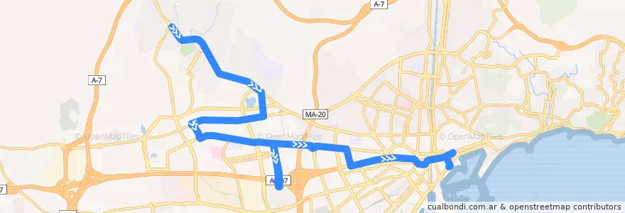 Mapa del recorrido Línea N4 de la línea  en Málaga.