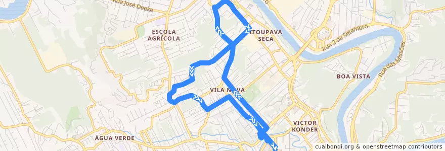Mapa del recorrido Vila Nova (Circular) de la línea  en Blumenau.