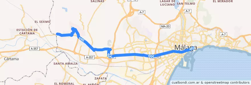 Mapa del recorrido Línea 25 de la línea  en Málaga.