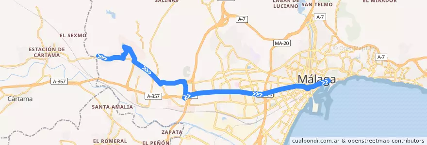 Mapa del recorrido Línea 25 de la línea  en Málaga.