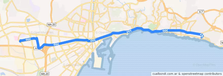Mapa del recorrido Línea 11 de la línea  en Málaga.