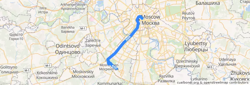 Mapa del recorrido Автобус 144: Метро «Тёплый Стан» => Метро «Китай-город» de la línea  en Москва.