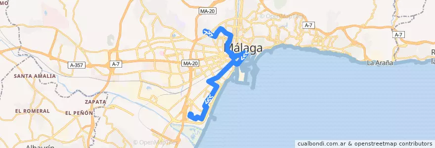 Mapa del recorrido Línea 7 de la línea  en Малага.