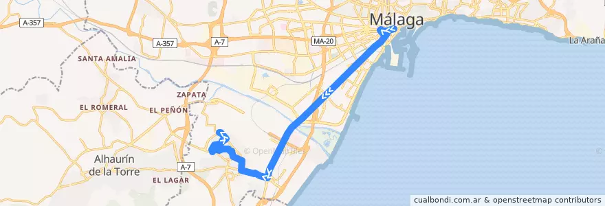 Mapa del recorrido Línea 9 de la línea  en Málaga.