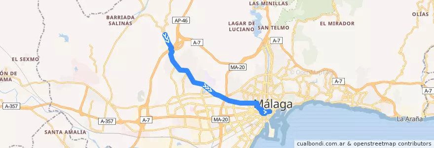 Mapa del recorrido Línea 21 de la línea  en Málaga.