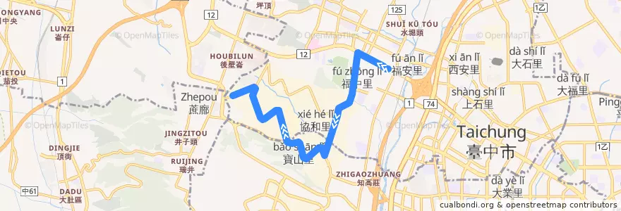 Mapa del recorrido 351路 (往統聯轉運站_返程) de la línea  en 西屯區.