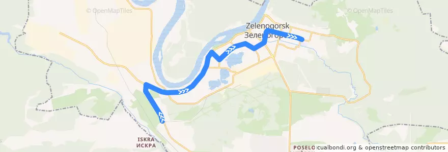 Mapa del recorrido Автобус №26: Станционная-ДС-17 de la línea  en ЗАТО Зеленогорск.