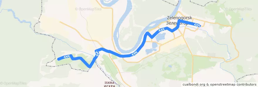 Mapa del recorrido Автобус №29: ДС-17-Зеленая рота de la línea  en ЗАТО Зеленогорск.