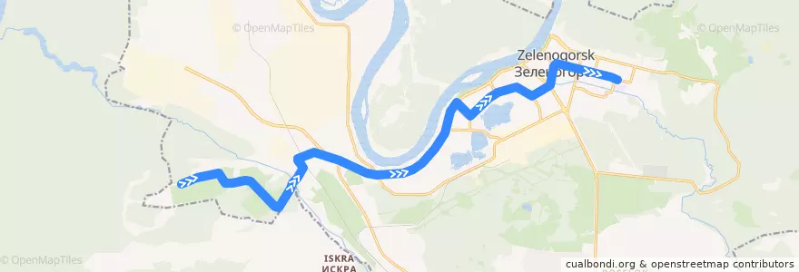 Mapa del recorrido Автобус №29: Зеленая рота-ДС-17 de la línea  en ЗАТО Зеленогорск.
