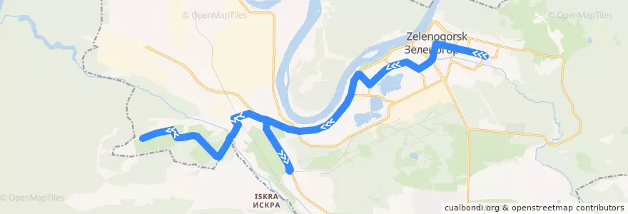 Mapa del recorrido Автобус №37: ДС-17-Станционная-Зеленая рота de la línea  en ЗАТО Зеленогорск.