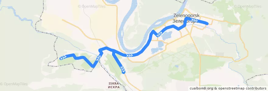 Mapa del recorrido Автобус №37: Зеленая рота-Станционная-ДС-17 de la línea  en ЗАТО Зеленогорск.