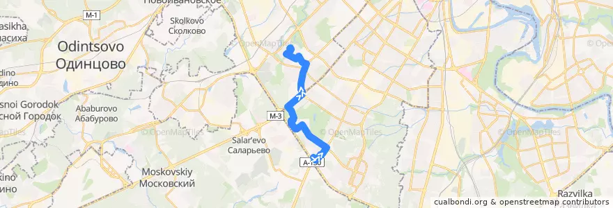 Mapa del recorrido Автобус 227: 5-й микрорайон Тёплого Стана - Олимпийская деревня de la línea  en Москва.