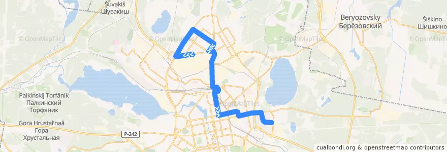 Mapa del recorrido Трамвай 8. Машиностроителей - 40 лет ВЛКСМ de la línea  en городской округ Екатеринбург.