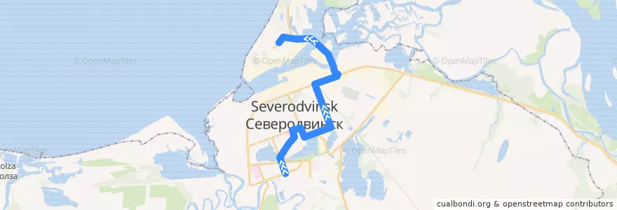 Mapa del recorrido Автобус 22: Город - Ягры de la línea  en セヴェロドヴィンスク管区.