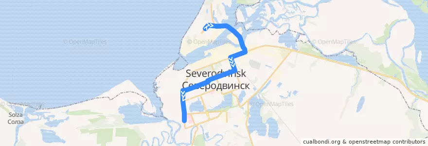 Mapa del recorrido Автобус 15: Ягры-Город de la línea  en セヴェロドヴィンスク管区.