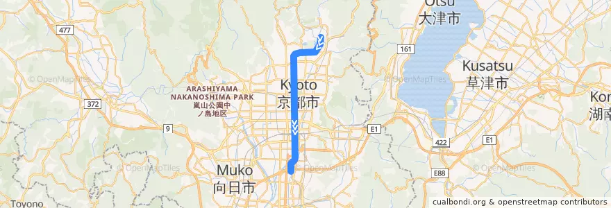 Mapa del recorrido 京都市営地下鉄烏丸線 : :国際会館→竹田 de la línea  en 京都市.