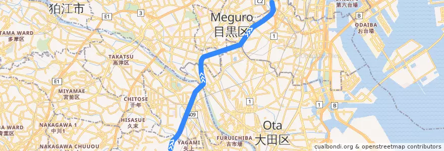 Mapa del recorrido 東急目黒線 de la línea  en Japonya.