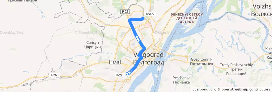 Mapa del recorrido Трамвай №5 Радомская — Жилгородок de la línea  en городской округ Волгоград.