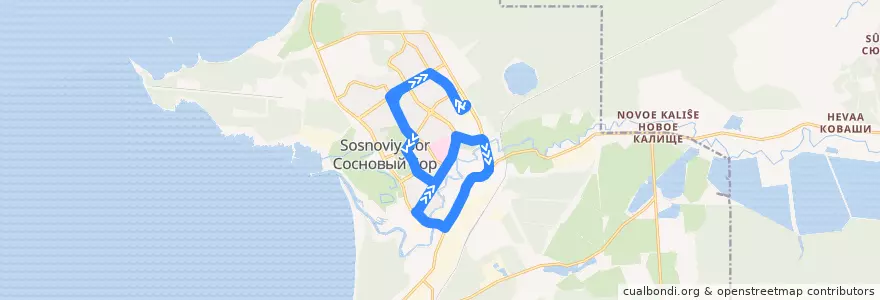 Mapa del recorrido Автобус № 15: АТП => АТП de la línea  en Сосновоборский городской округ.