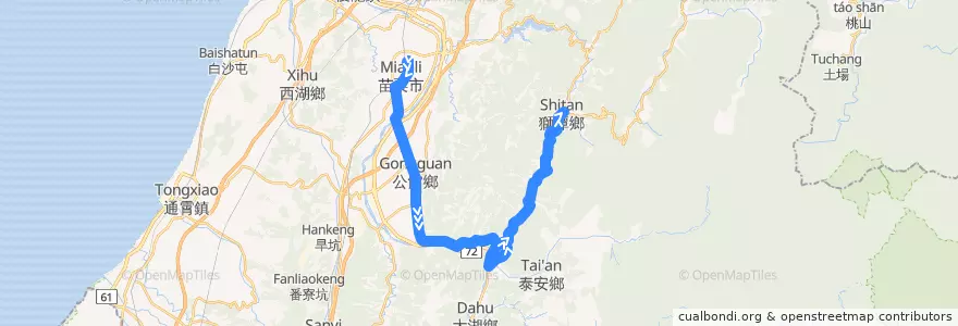 Mapa del recorrido 5657 苗栗→獅潭 de la línea  en 苗栗縣.