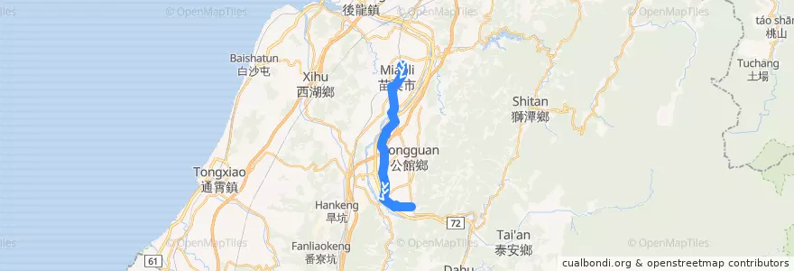 Mapa del recorrido 5660 苗栗→福基(經石圍牆) de la línea  en 苗栗県.