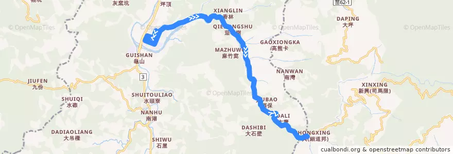 Mapa del recorrido 5661 大湖→中興 de la línea  en Dahu.