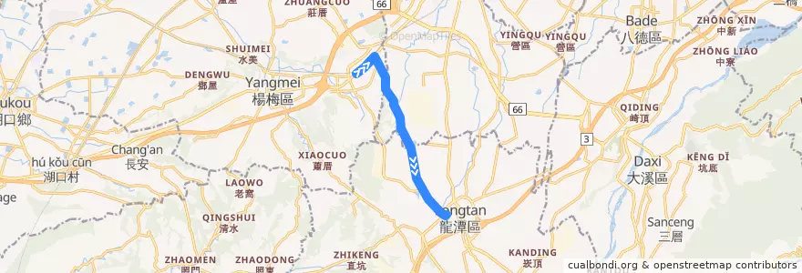 Mapa del recorrido 5647 龍潭－萬大社區(經埔心) de la línea  en Таоюань.