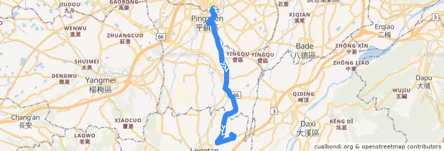 Mapa del recorrido 5672 中壢－八０四醫院(經黃泥塘) de la línea  en 桃園市.