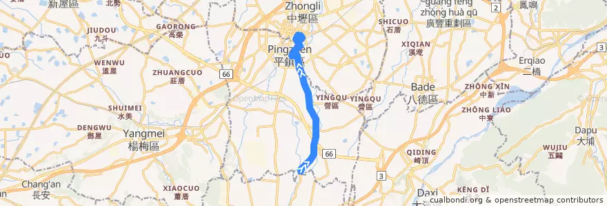 Mapa del recorrido 5646 中壢－隘寮頂 de la línea  en 平鎮區.