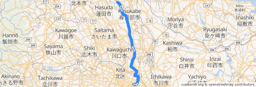 Mapa del recorrido 東武スカイツリーライン de la línea  en Japon.