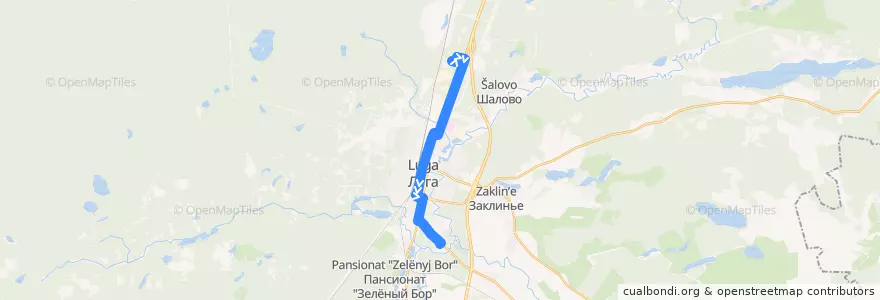 Mapa del recorrido Автобус № 1: Лужское АТП => ПТУ de la línea  en Лужское городское поселение.