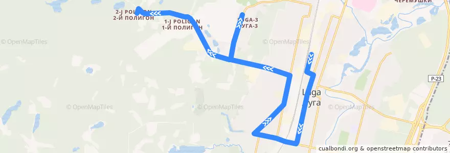 Mapa del recorrido Автобус № 2: автовокзал => ЦАОК de la línea  en Лужское городское поселение.