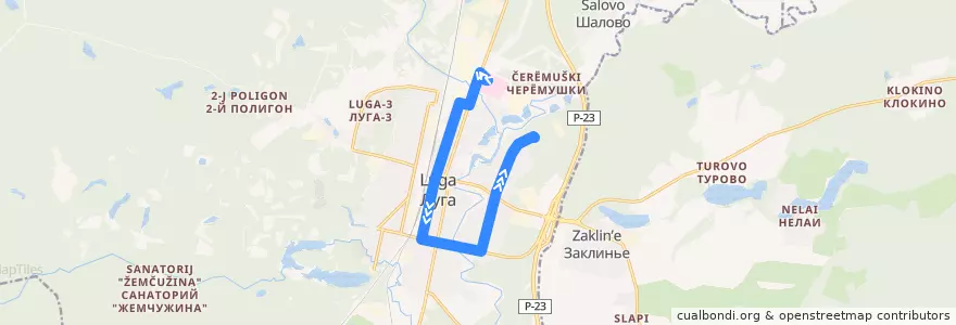 Mapa del recorrido Автобус № 3: ЦРБ => Завод "Темп" de la línea  en Лужское городское поселение.